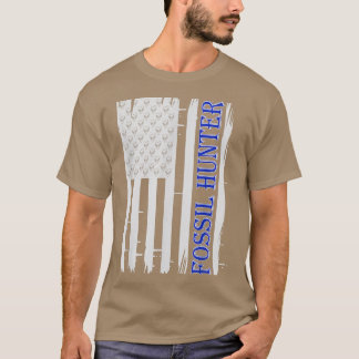 American Flag Megalodon Teeth Shark Fossil Hunter T-Shirt