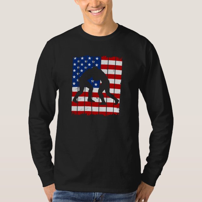 American Flag Men Wrestling T-Shirt (Vorderseite)