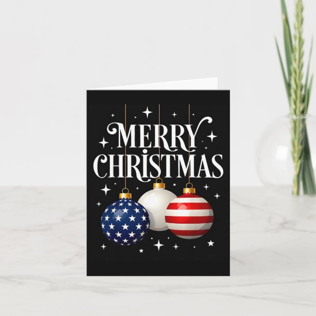 American Flag Merry Christmas Tree Baubles Us Patr Karte (Vorderseite)