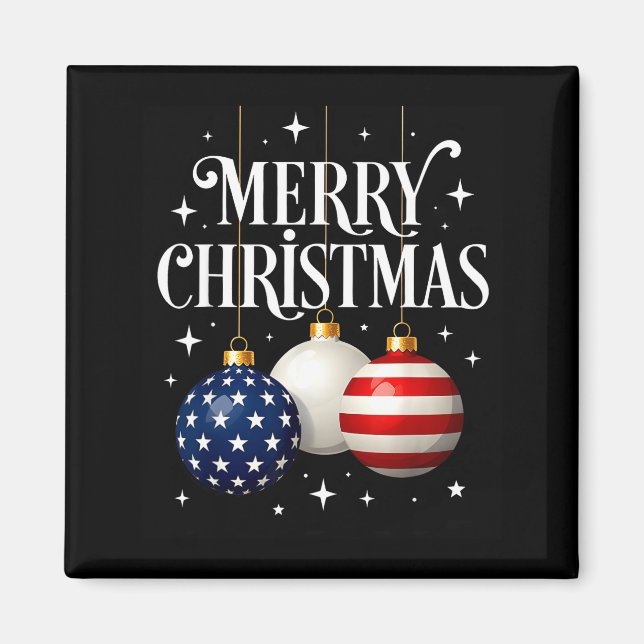 American Flag Merry Christmas Tree Baubles Us Patr Magnet (Vorne)