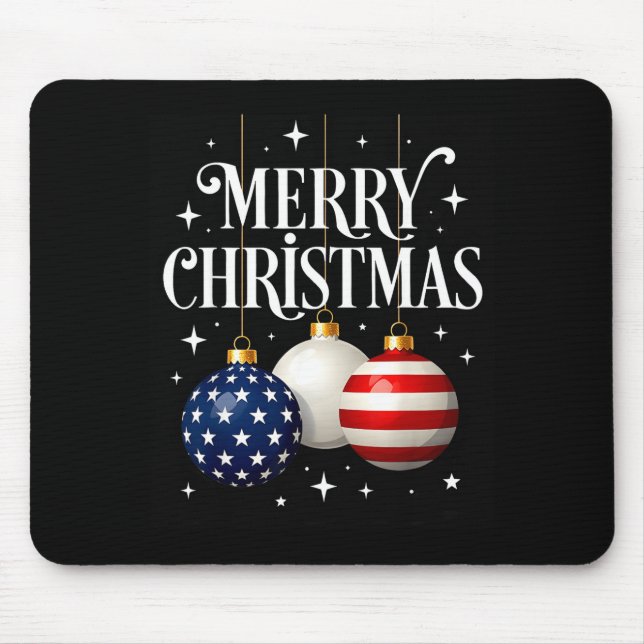 American Flag Merry Christmas Tree Baubles Us Patr Mousepad (Vorne)