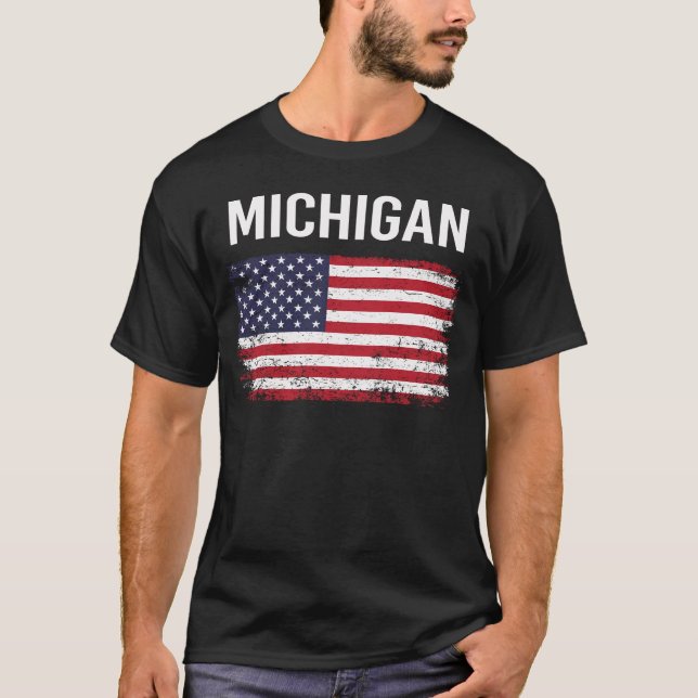 American Flag Michigan T-Shirt (Vorderseite)