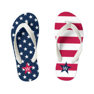 American Flag Mit Monogramm Stars Streifen Flip Fl Kinderbadesandalen