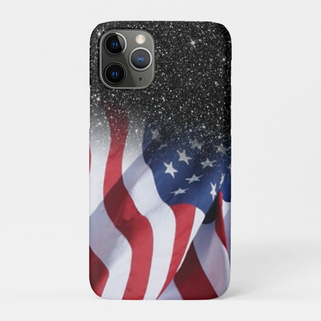 American Flag Modern Black Galaxy Glitzer USA Case-Mate iPhone Hülle (Rückseite)