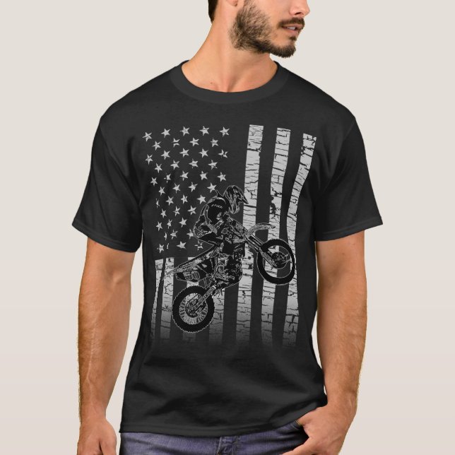American Flag Motocross Dirt Bike T-Shirt (Vorderseite)