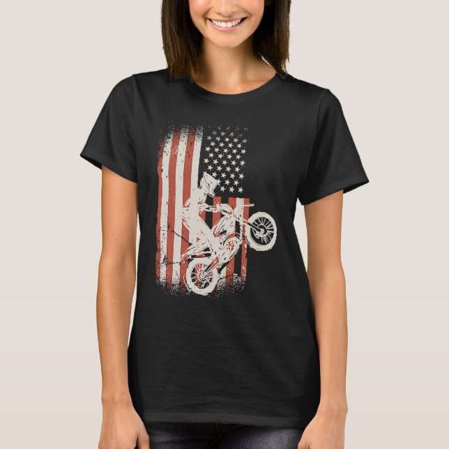 American Flag Motocross Enduro Motocross T-Shirt (Vorderseite)