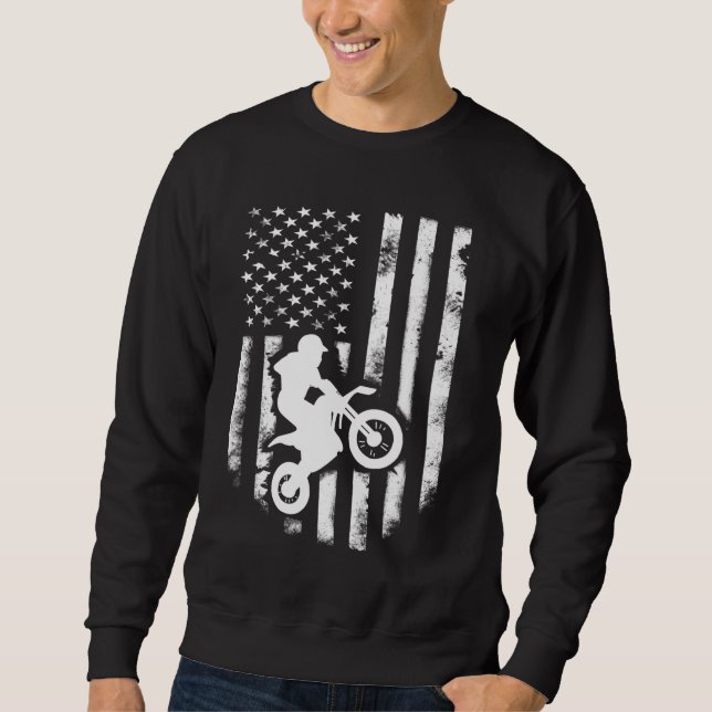 American Flag Motorcross Braap Dirt Bike Off Road Sweatshirt (Vorderseite)