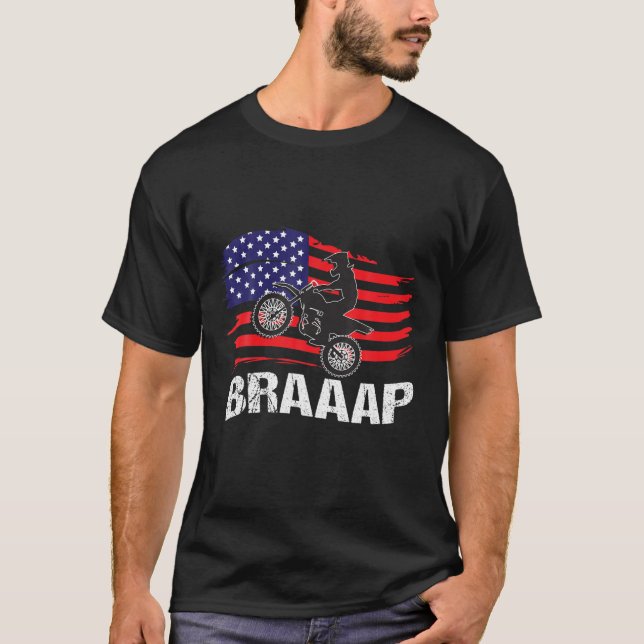 American Flag Motorcross Braap Dirt Bike Off Road T-Shirt (Vorderseite)