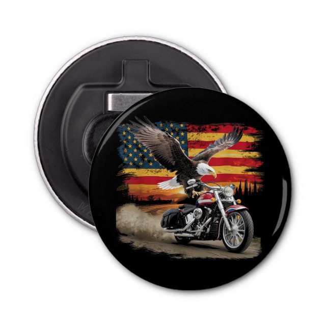 American Flag Motorrad Tshirt USA Flag Biker Ret Flaschenöffner (Vorderseite)
