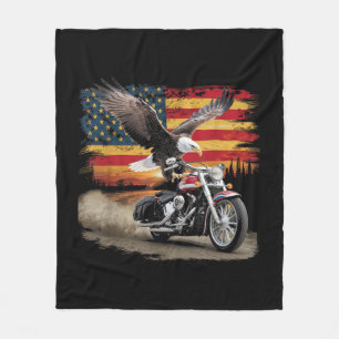 American Flag Motorrad Tshirt USA Flag Biker Ret Fleecedecke