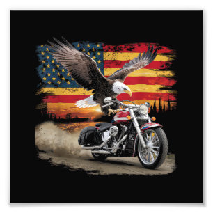 American Flag Motorrad Tshirt USA Flag Biker Ret Fotodruck
