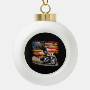 American Flag Motorrad Tshirt USA Flag Biker Ret Keramik Kugel-Ornament