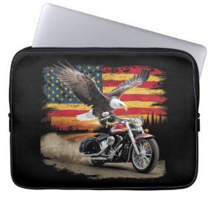 American Flag Motorrad Tshirt USA Flag Biker Ret Laptopschutzhülle