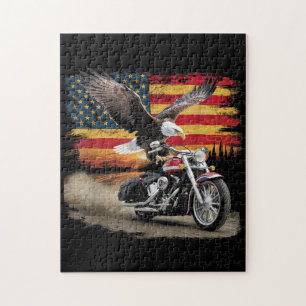 American Flag Motorrad Tshirt USA Flag Biker Ret Puzzle