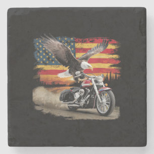 American Flag Motorrad Tshirt USA Flag Biker Ret Steinuntersetzer