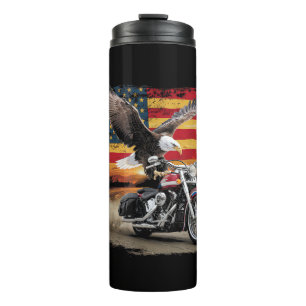 American Flag Motorrad Tshirt USA Flag Biker Ret Thermosbecher