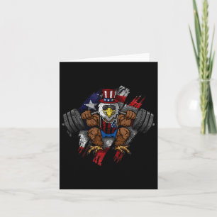 American Flag Muscular Bald Eagle Bike Flexing Unc Karte