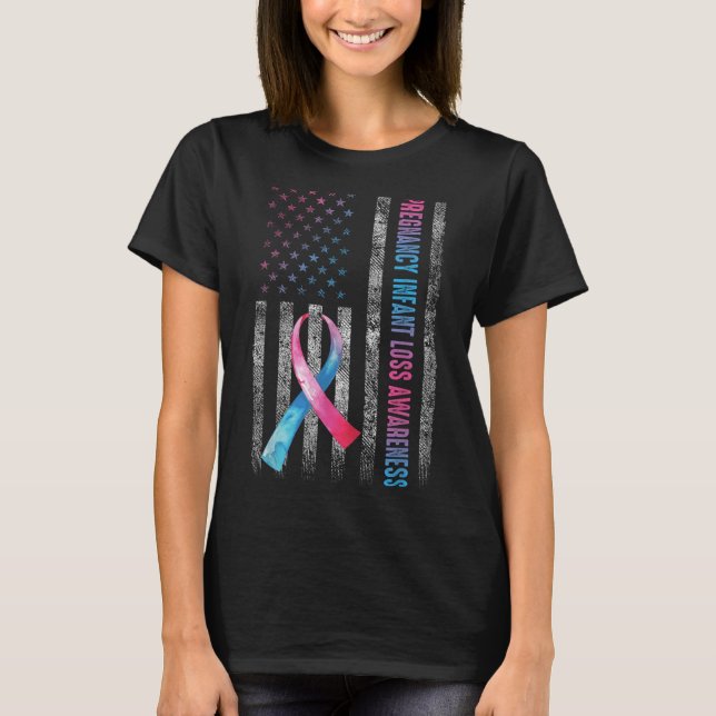 American Flag Nk&amp; Blue Pregnancy Säugling Loss T-Shirt (Vorderseite)