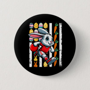 American Flag Oaster Eggs Bunny Playing Bowling Pl Button