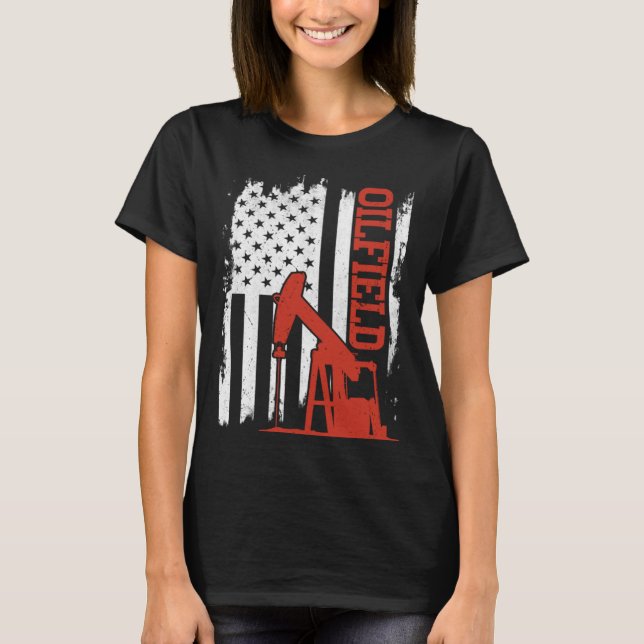 American Flag Oilfield Workers Oil Rig Roughneck T-Shirt (Vorderseite)