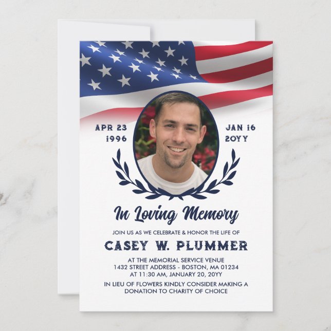 American Flag Oval Foto Life Celebration Einladung (Vorderseite)