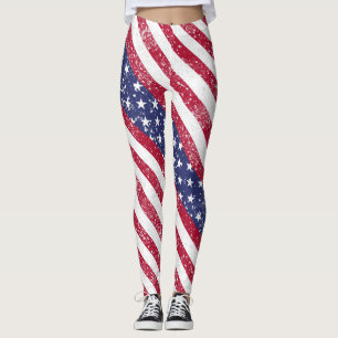 American Flag Paint Spritzer Patriotic Leggings