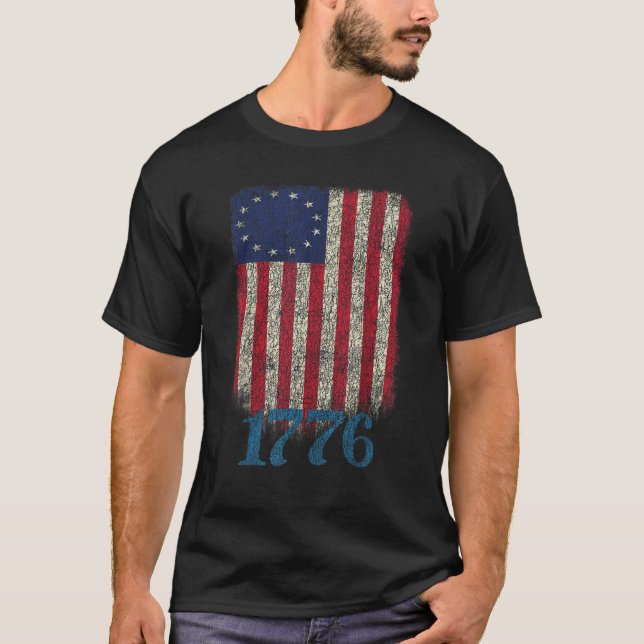 American Flag Patriotic 1776 Betsy Ross erschütter T-Shirt (Vorderseite)