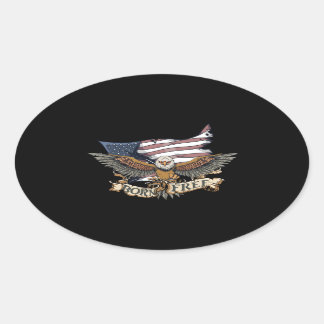 American Flag Patriotic Bald Eagle Geboren kostenl Ovaler Aufkleber
