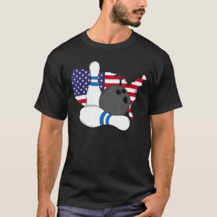 American Flag Patriotic Bowling Player Buttone und T-Shirt