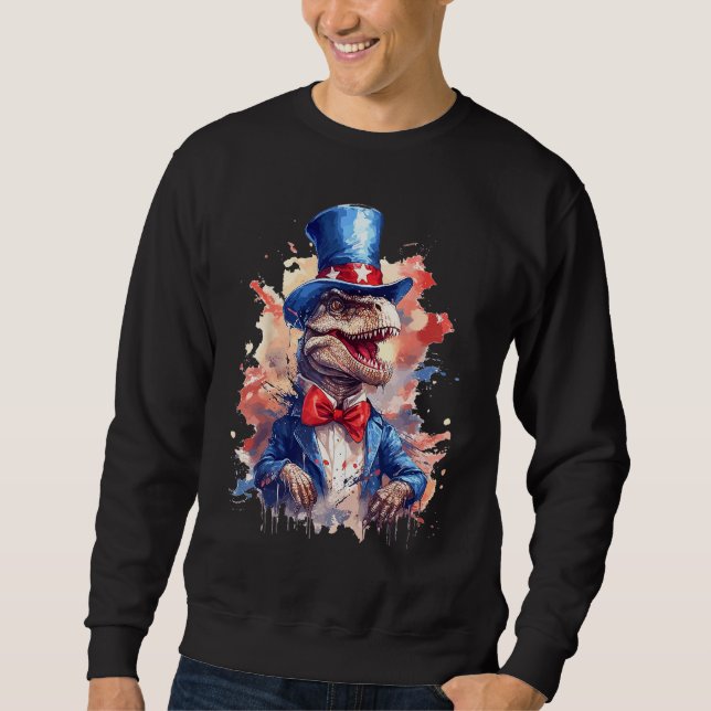 American Flag Patriotic Dinosaur 4th Of July Sweatshirt (Vorderseite)