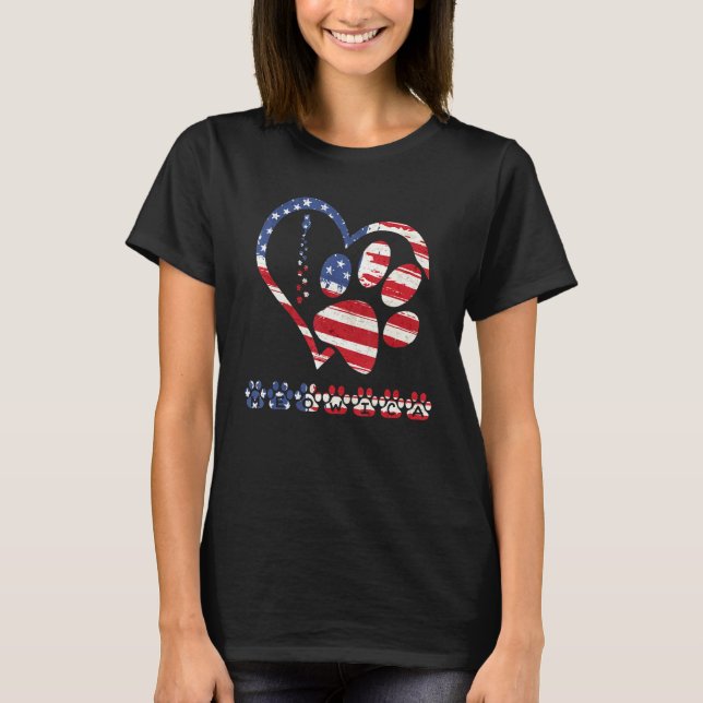 american flag patriotic dog & cat paw print - 4th  T-Shirt (Vorderseite)