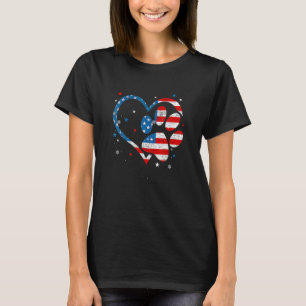 American Flag Patriotic Dog Paw Print 4 h Juli T-Shirt