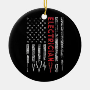 American Flag Patriotic Funny Keramik Ornament