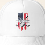 American Flag Patriotic Golfer Truckerkappe<br><div class="desc">Erstellen Sie Ihre eigene amerikanische Flagge Patriotic Golfer Trucker Hat! Personalisieren Sie dieses Design mit Ihrem eigenen Text. Sie können dieses Design weiter anpassen,  indem Sie auf Wunsch die Schaltfläche "Design bearbeiten" auswählen.</div>