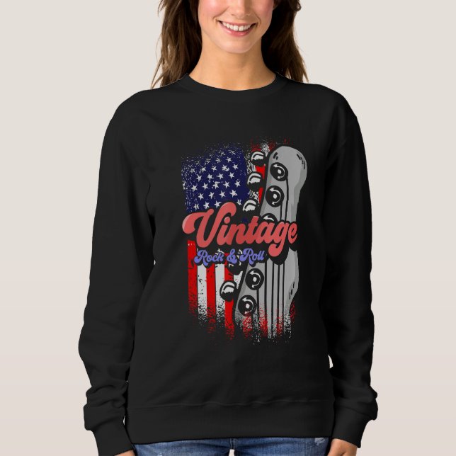 American Flag  Patriotic Guitarist  Vintage Rock A Sweatshirt (Vorderseite)