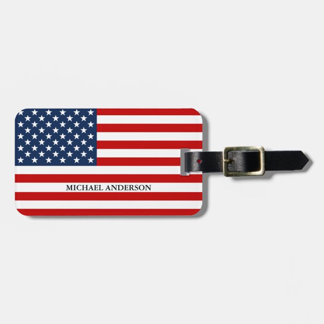 American Flag Patriotic Name Travel Luggage Gepäckanhänger (Vorderseite horizontal)