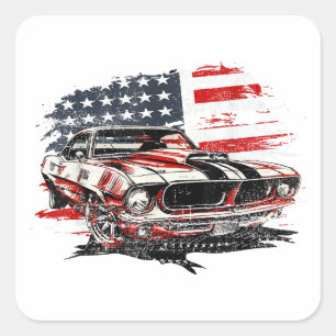 American Flag Patriotic Quadratischer Aufkleber