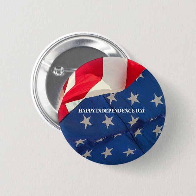 American Flag Patriotic Red White Custom Button (Vorne & Hinten)