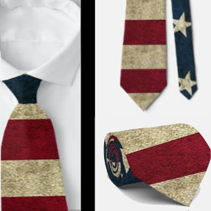 American Flag Patriotic Rustic Neck Tie Necktie Krawatte