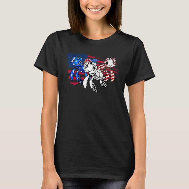 American Flag Patriotic Turtle USA Flag 4. JU T-Shirt (Vorderseite)