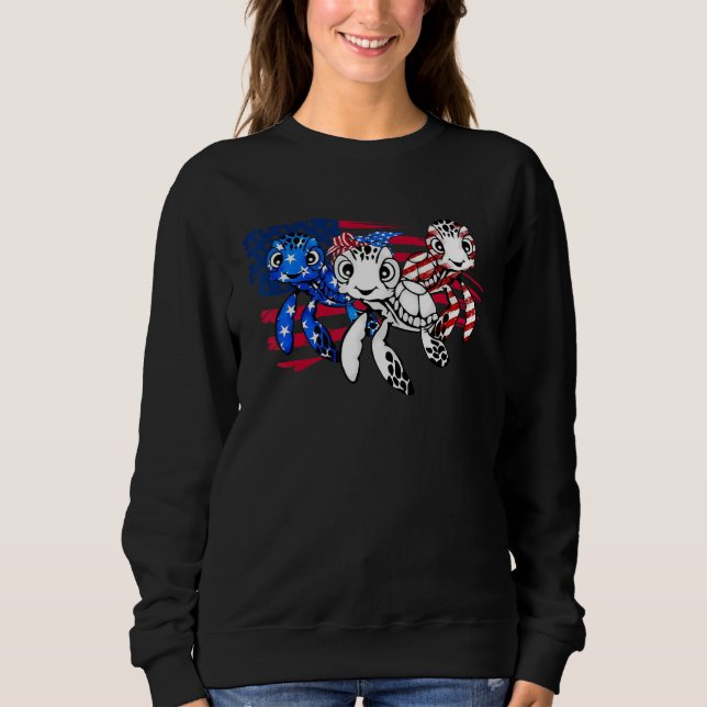 American Flag Patriotic Turtle  USA Flag 4th Of Ju Sweatshirt (Vorderseite)