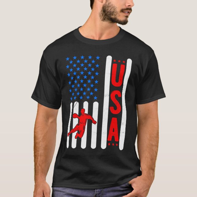 American Flag Patriotic USA Men Women Handball Spo T-Shirt (Vorderseite)