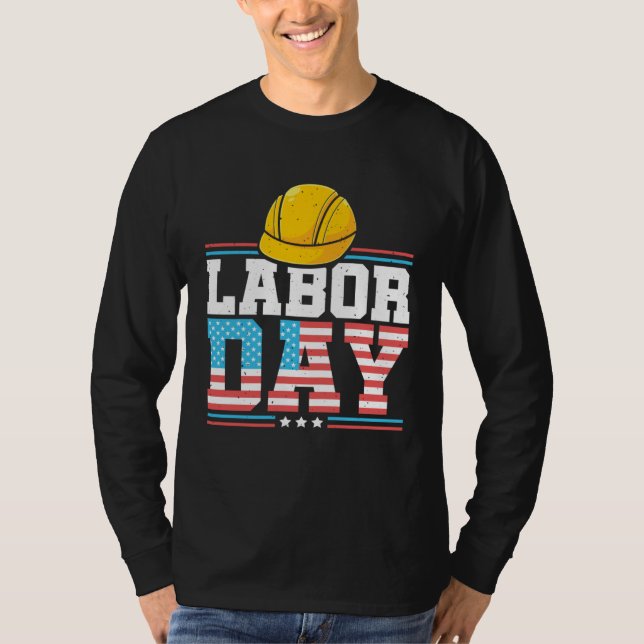 American Flag Patriotic Worker Laborer Happy Labor T-Shirt (Vorderseite)