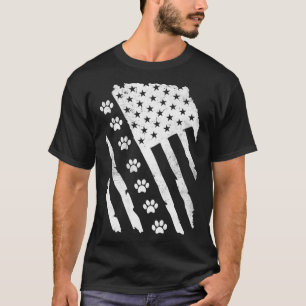 American Flag Paw Print mit Dog PawsVintage T-Shirt