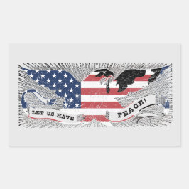 American Flag Peace Eagana Americana Patriotische Rechteckiger Aufkleber