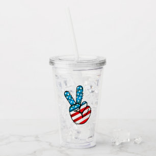 American Flag Peace Sign Acryltrinkbecher