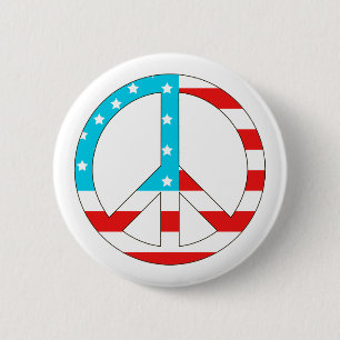 American Flag Peace Sign Button