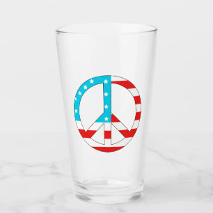 American Flag Peace Sign Glas