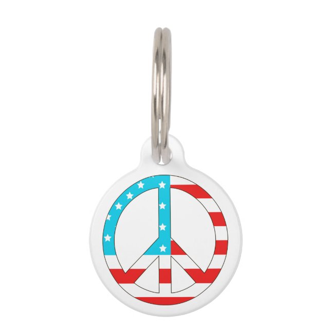 American Flag Peace Sign Haustiermarke (Vorderseite)