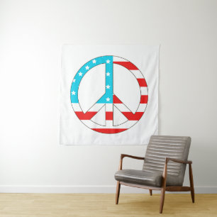 American Flag Peace Sign Wandteppich